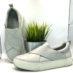 J/SLIDES Alec Cross Band Platform Slip-on Sneaker light gray Size 8.5